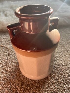 Matte Tan Ceramic Vase with Impressed Marking